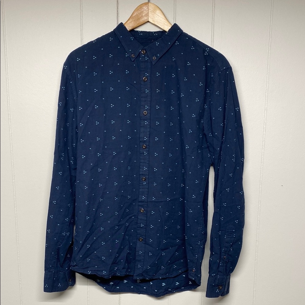 yd. Men's Navy Blue Linen Shirt - Size M, Slim Fit